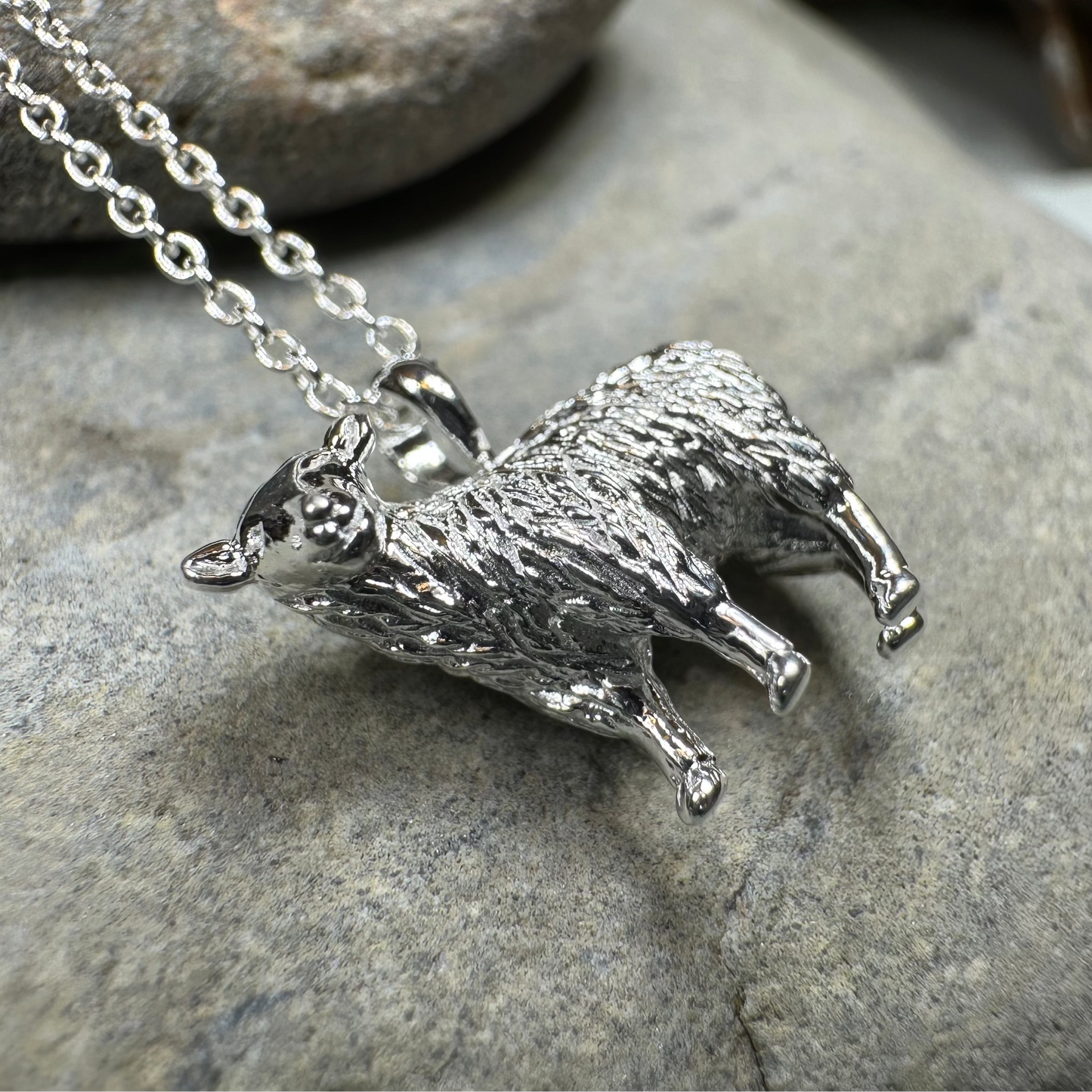 Realistic Sheep Necklace in Sterling Silver — view 8