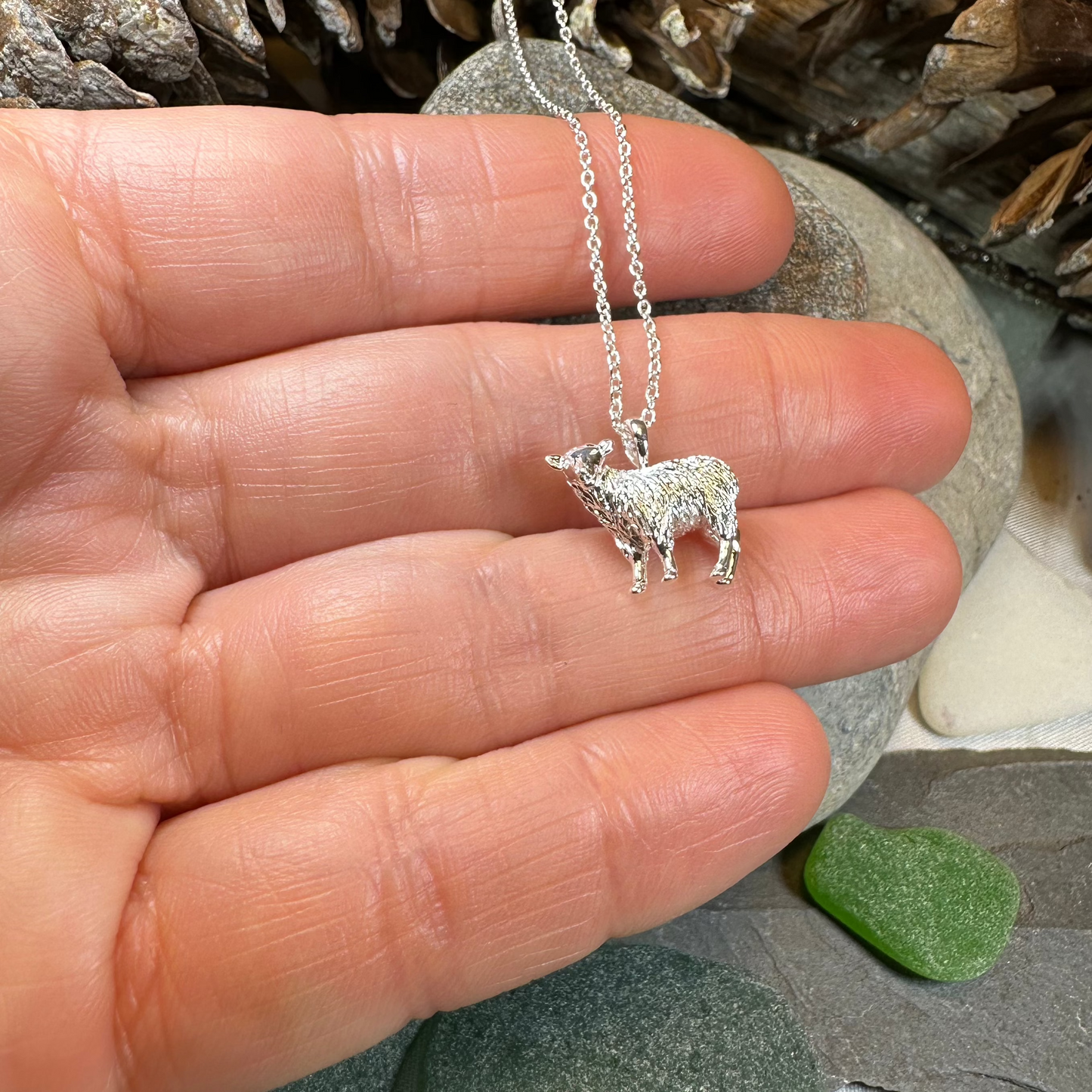 Realistic Sheep Necklace in Sterling Silver — view 5