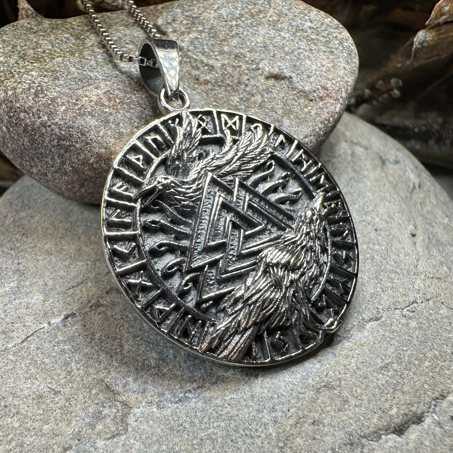 Skorr Viking Raven Necklace in Sterling Silver