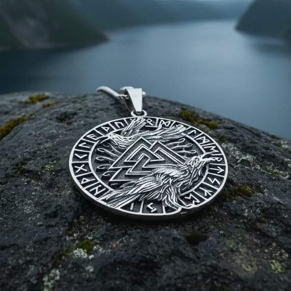 Skorr Viking Raven Necklace in Sterling Silver