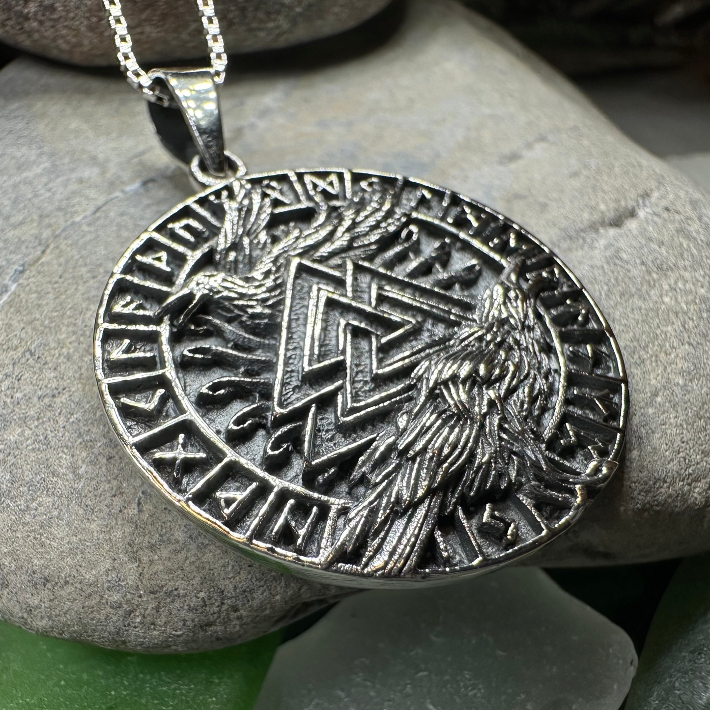 Skorr Viking Raven Necklace in Sterling Silver