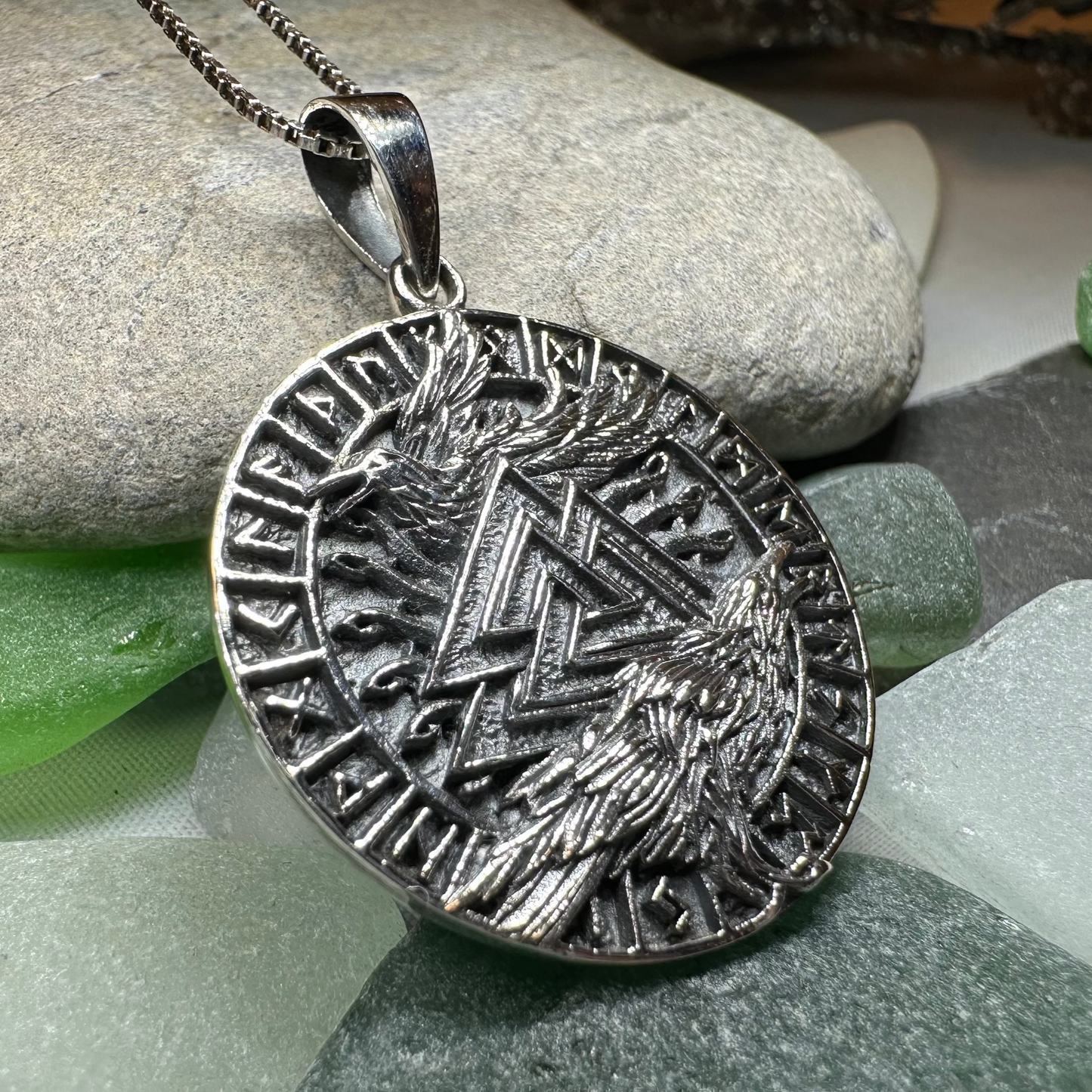 Skorr Viking Raven Necklace in Sterling Silver