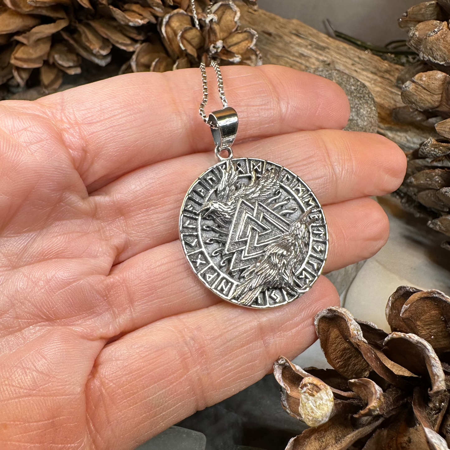 Skorr Viking Raven Necklace in Sterling Silver