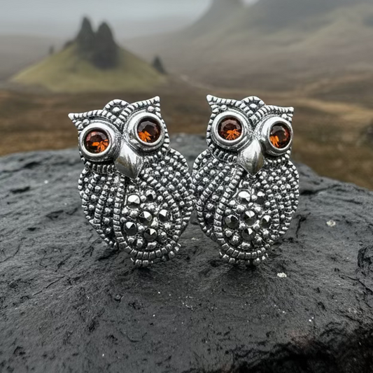 Owl Lover Marcasite Earrings