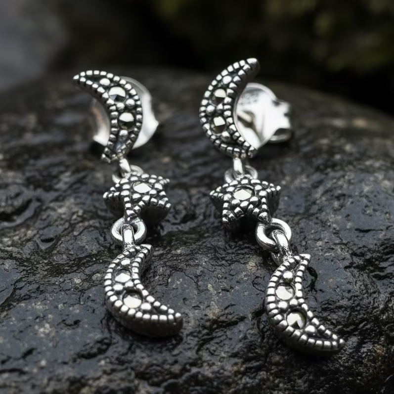 Magical Skies Moon & Stars Stud Earrings in sterling silver