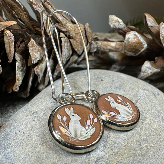 Spring Blossom Rabbit Art Earrings
