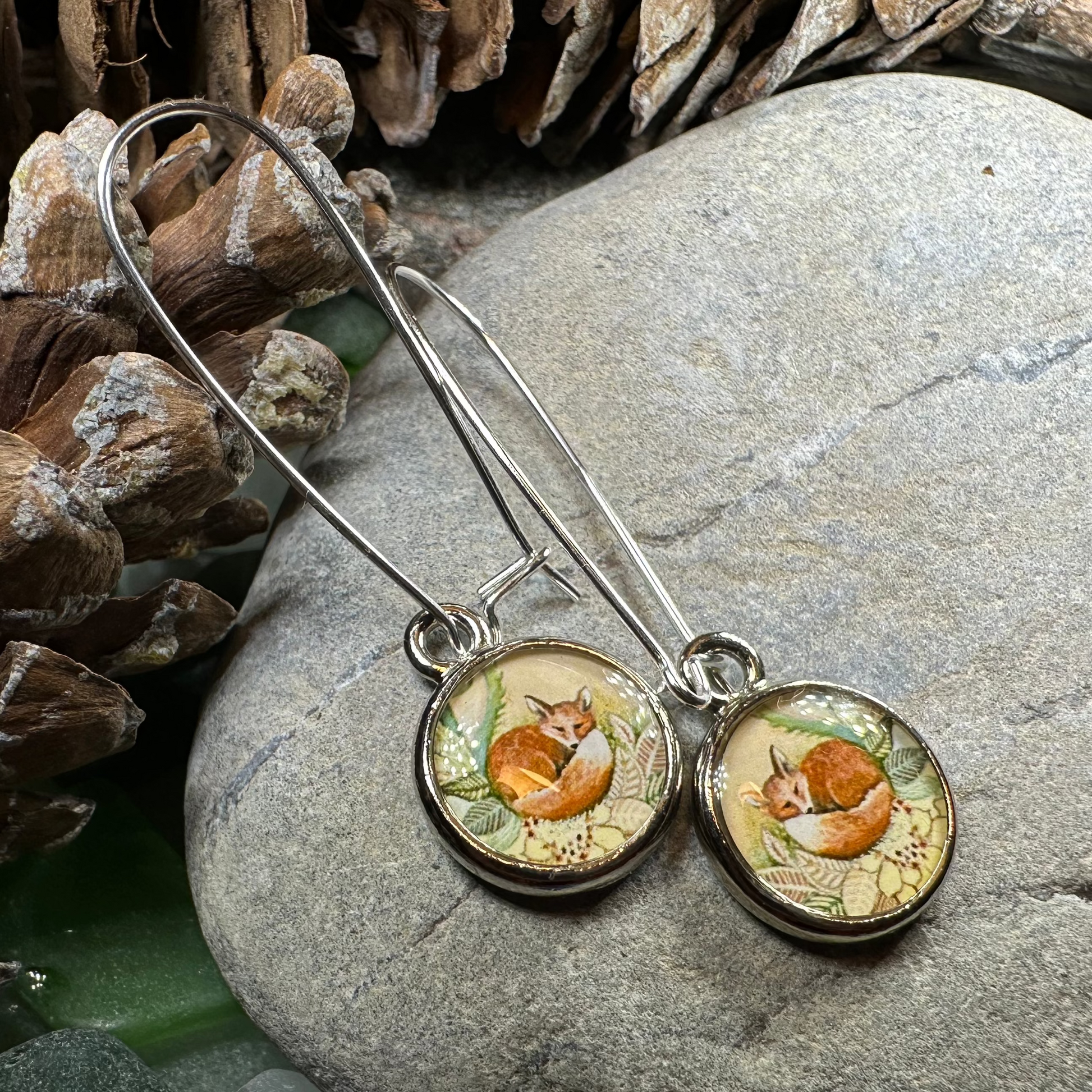 Autumn Nap Fox Earrings — view 2