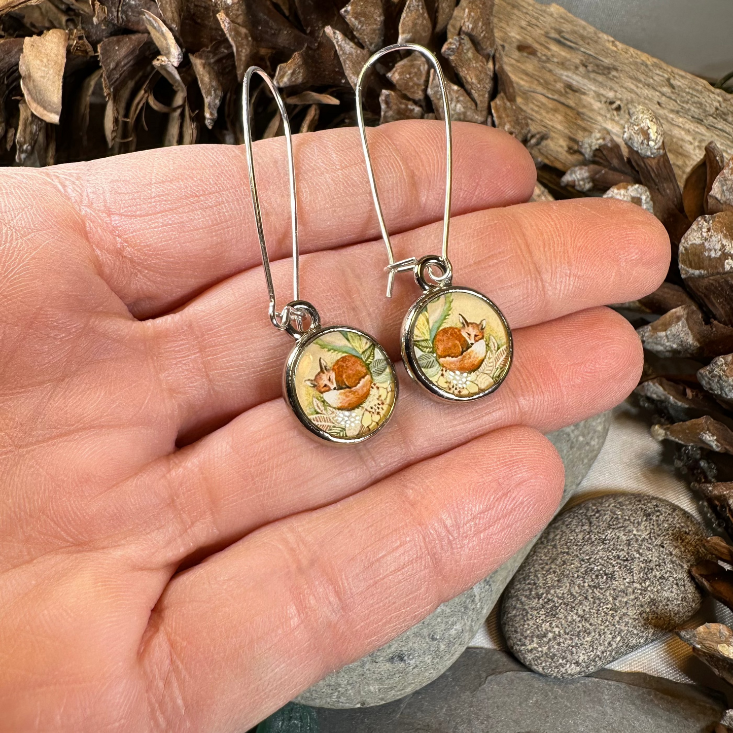 Autumn Nap Fox Earrings — view 3
