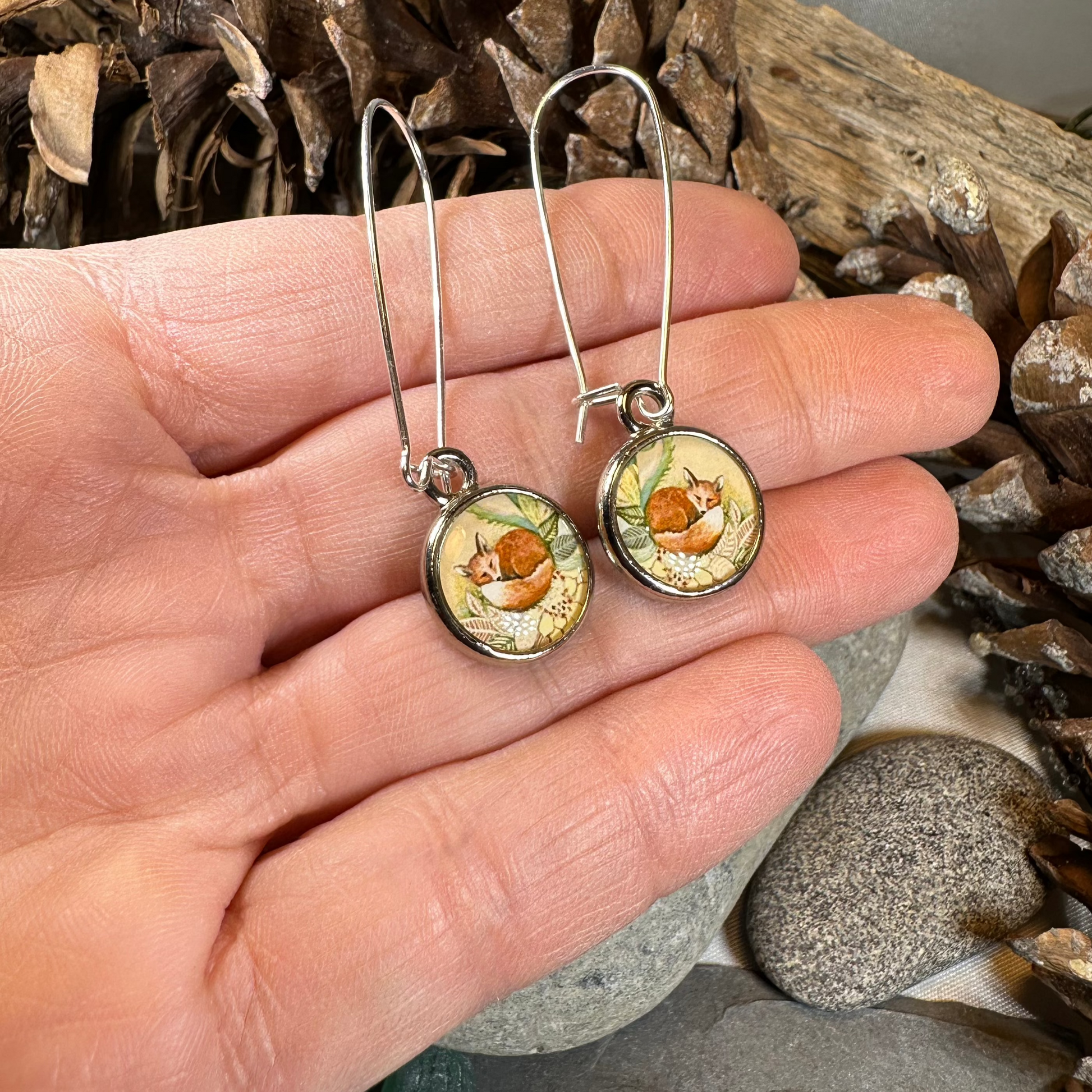 Autumn Nap Fox Earrings — view 3