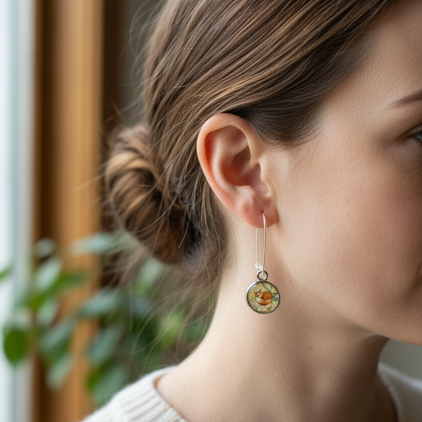 Autumn Nap Fox Earrings - Handmade in the U.S.A.
