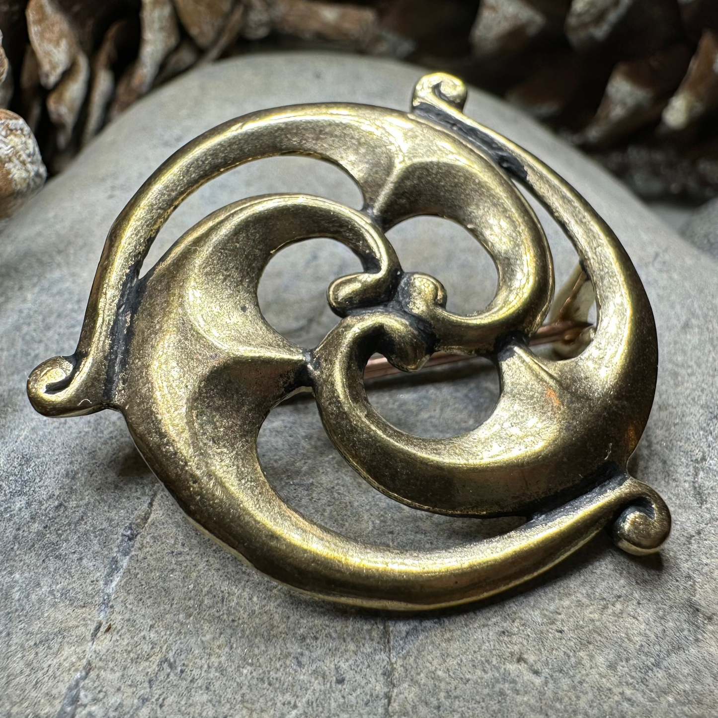 Bronze Gallo-Roman Triquetra Brooch - Bronze Historical Reproduction Pin