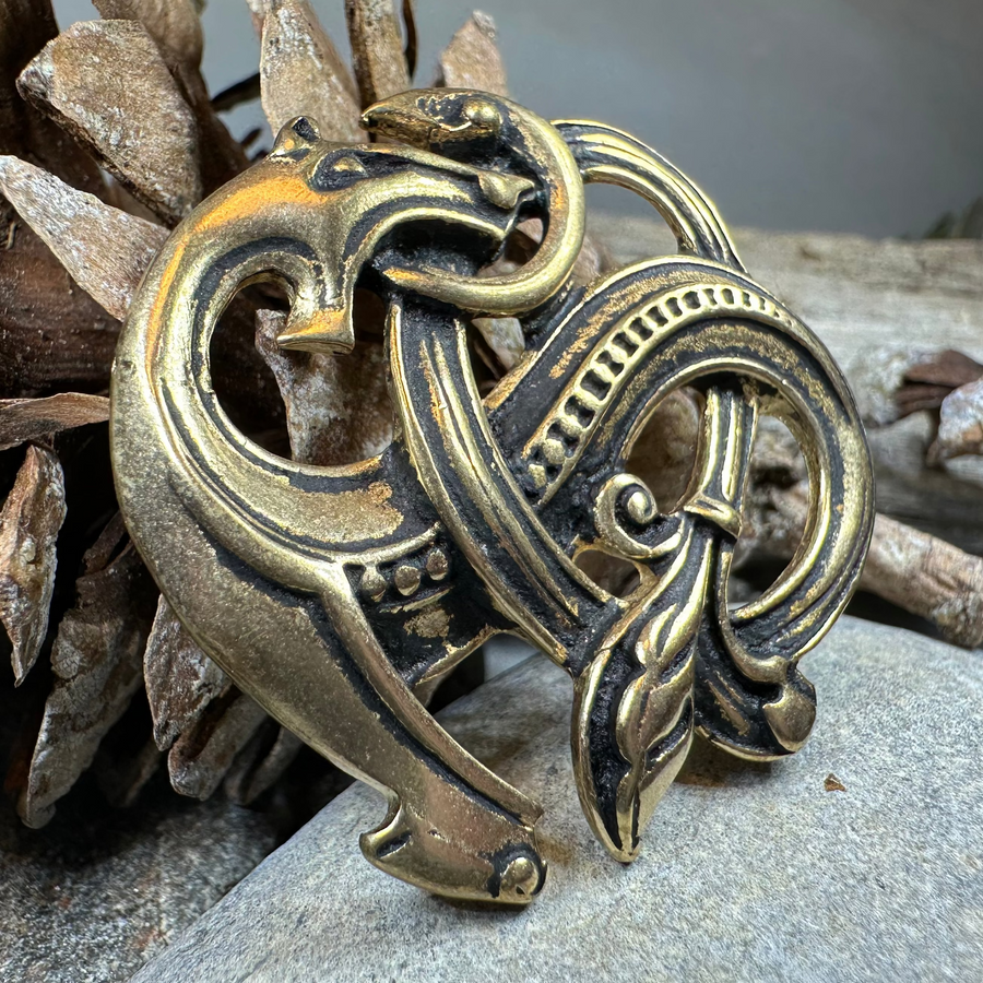 Bronze Viking Dragon Brooch - Bronze Historical Reproduction Pin
