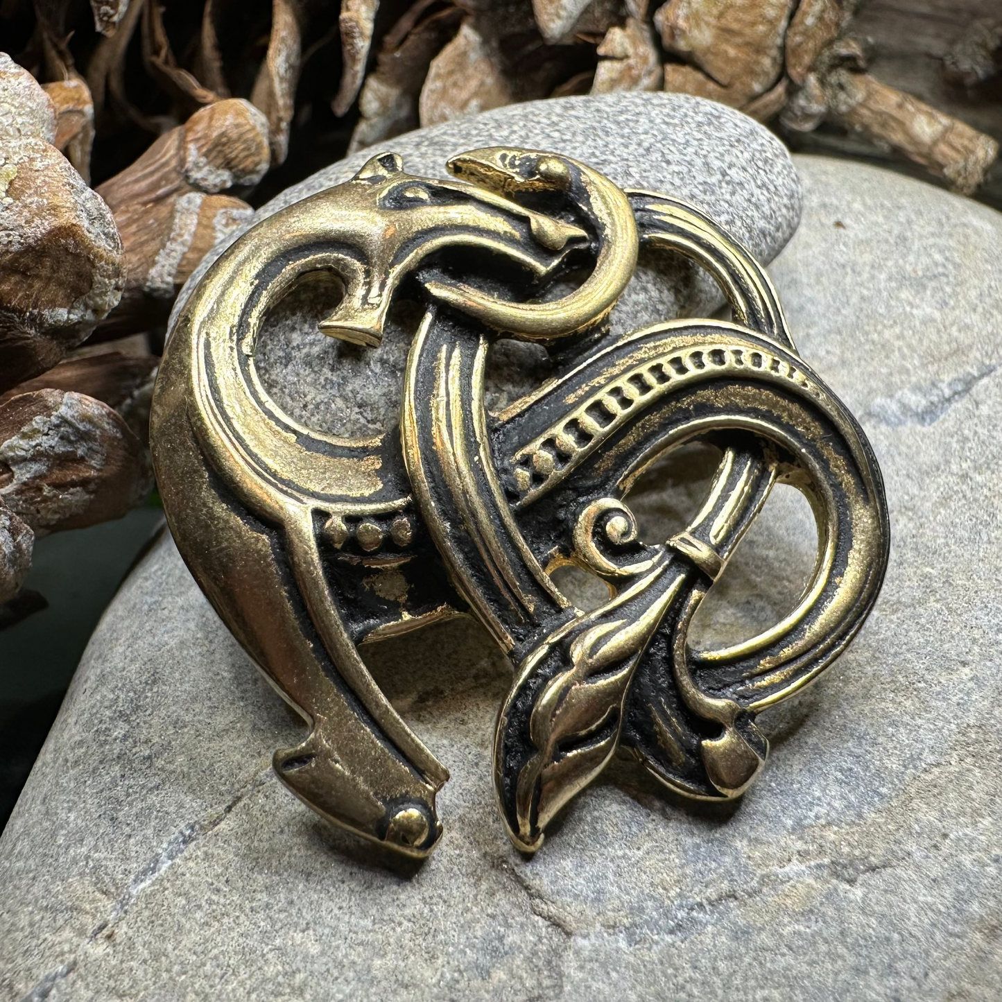Bronze Viking Dragon Brooch - Bronze Historical Reproduction Pin