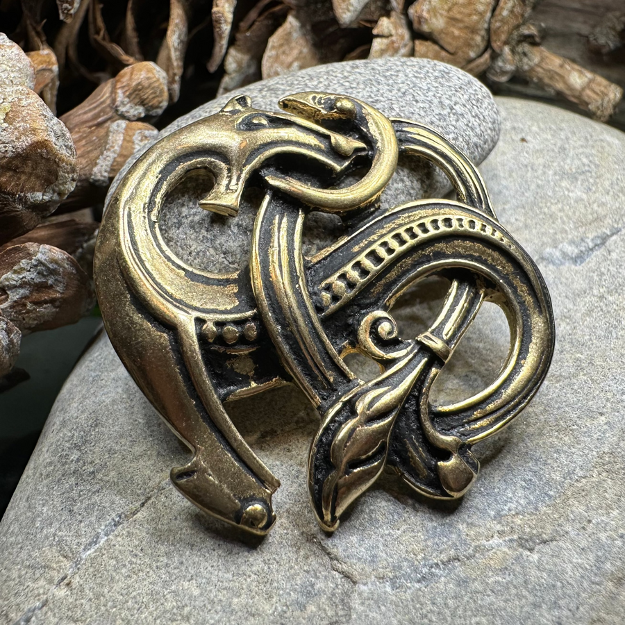 Bronze Viking Dragon Brooch - Bronze Historical Reproduction Pin