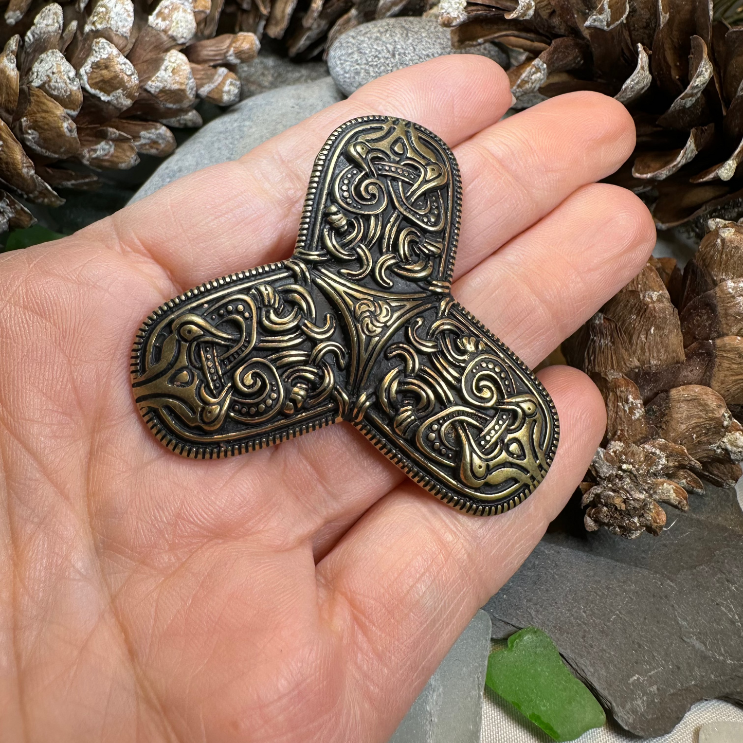 Large Upland Viking Trefoil Brooch - Bronze Historical Reproduction Pin