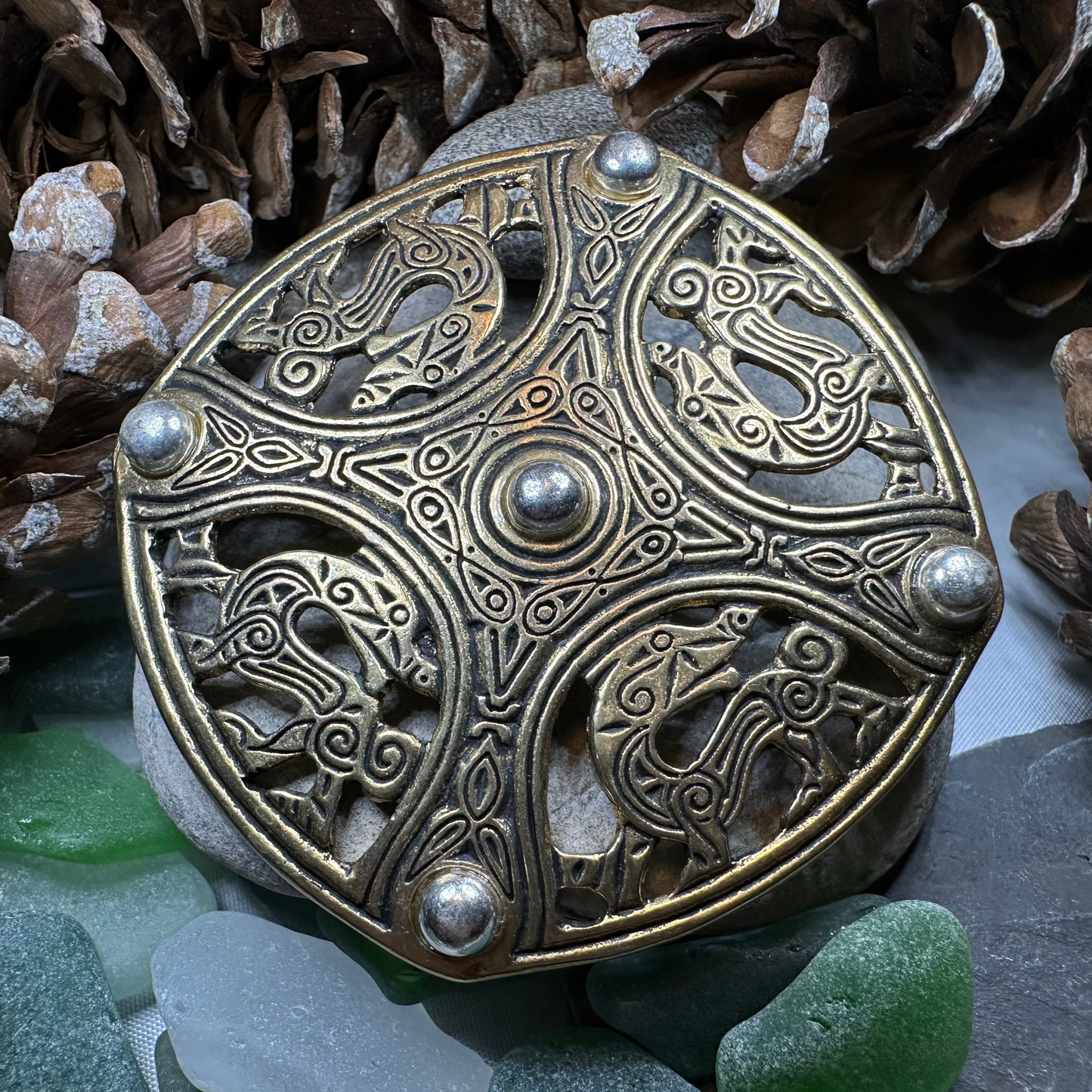 Large Anglo Saxon Flintshire Brooch - Bronze Historical Reproduction Pin — view 6