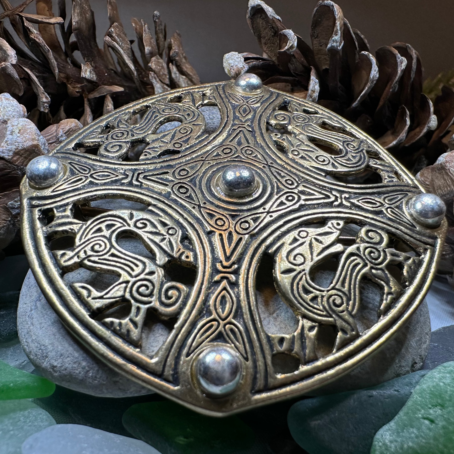 Large Anglo Saxon Flintshire Brooch - Bronze Historical Reproduction Pin — view 4