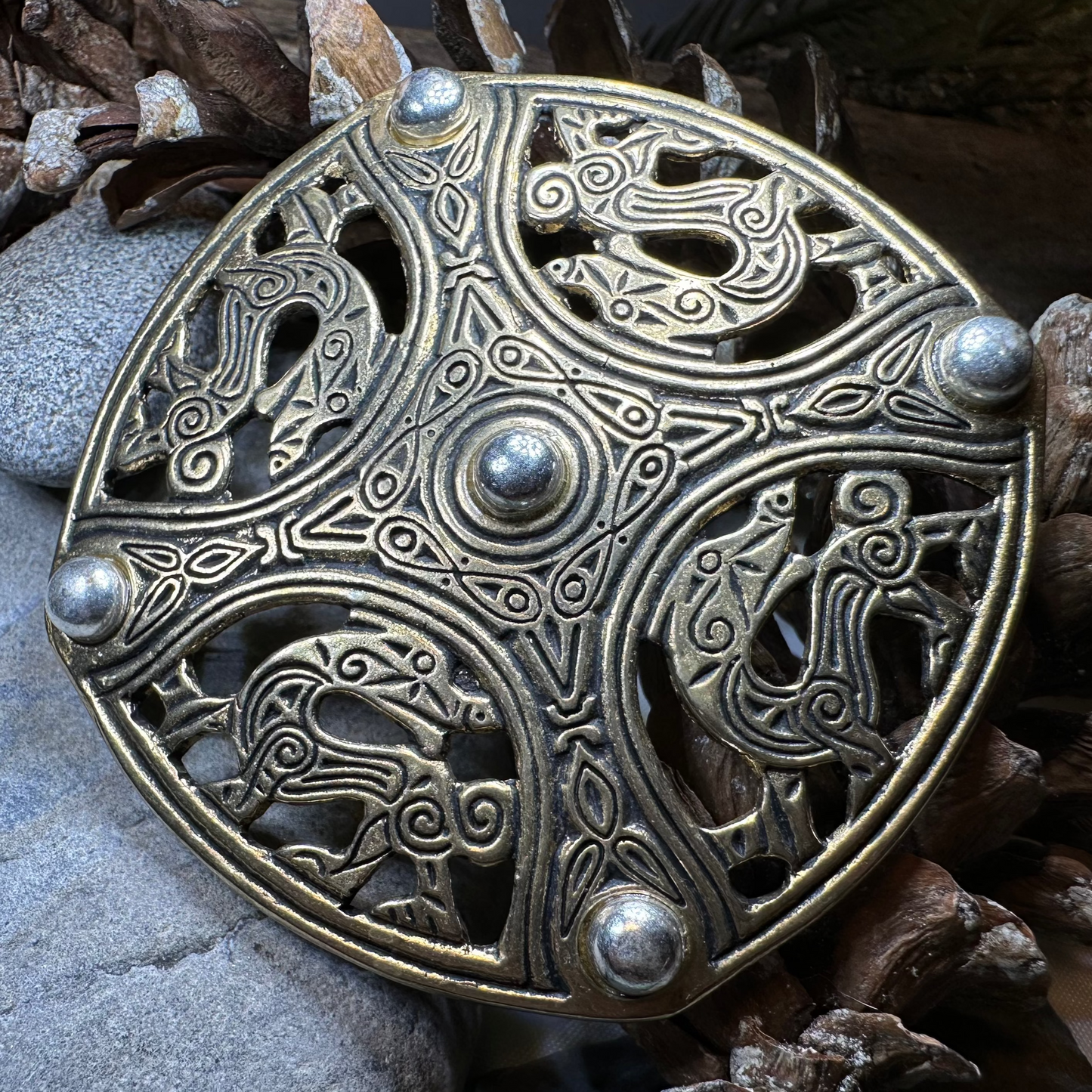 Large Anglo Saxon Flintshire Brooch - Bronze Historical Reproduction Pin — view 8