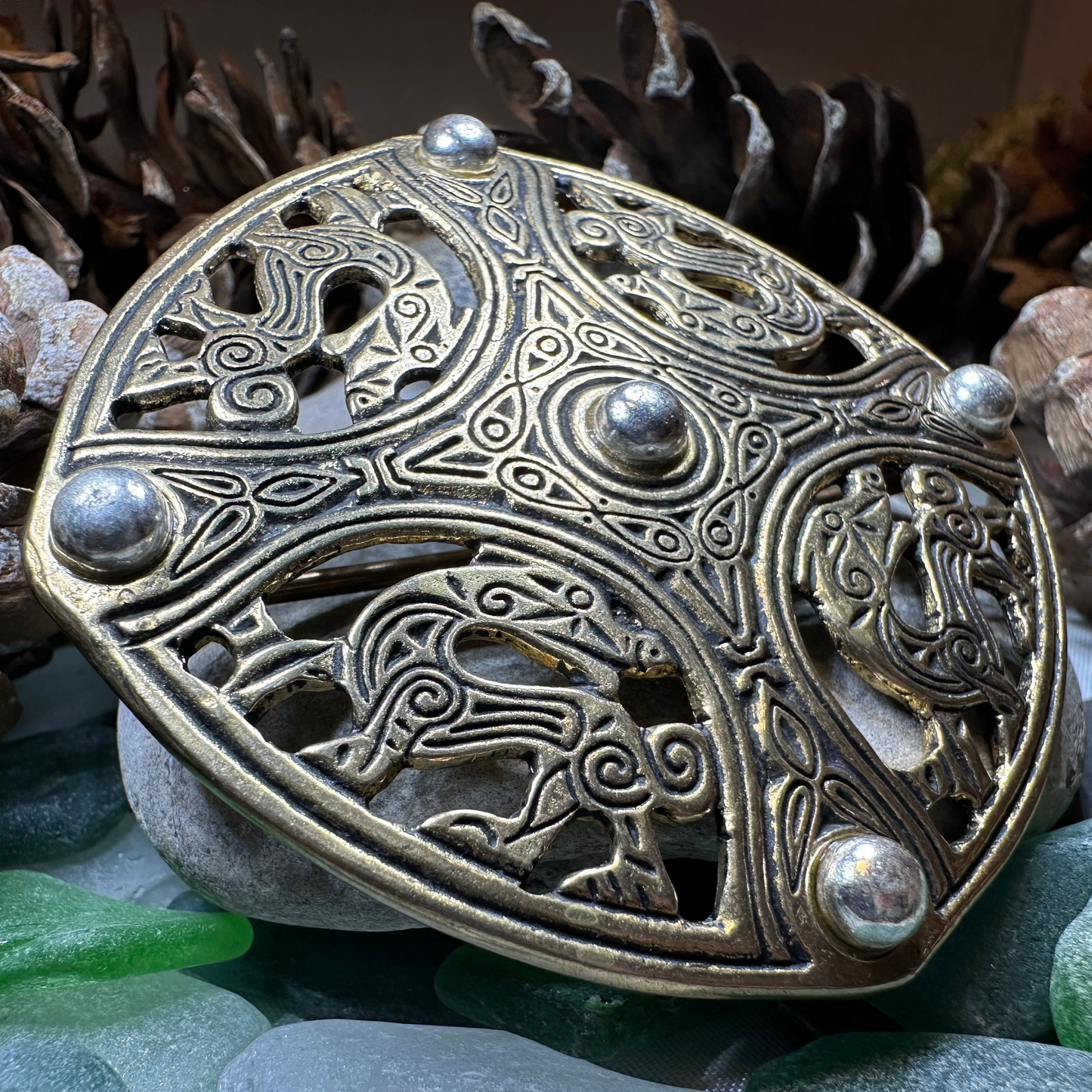 Large Anglo Saxon Flintshire Brooch - Bronze Historical Reproduction Pin — view 3