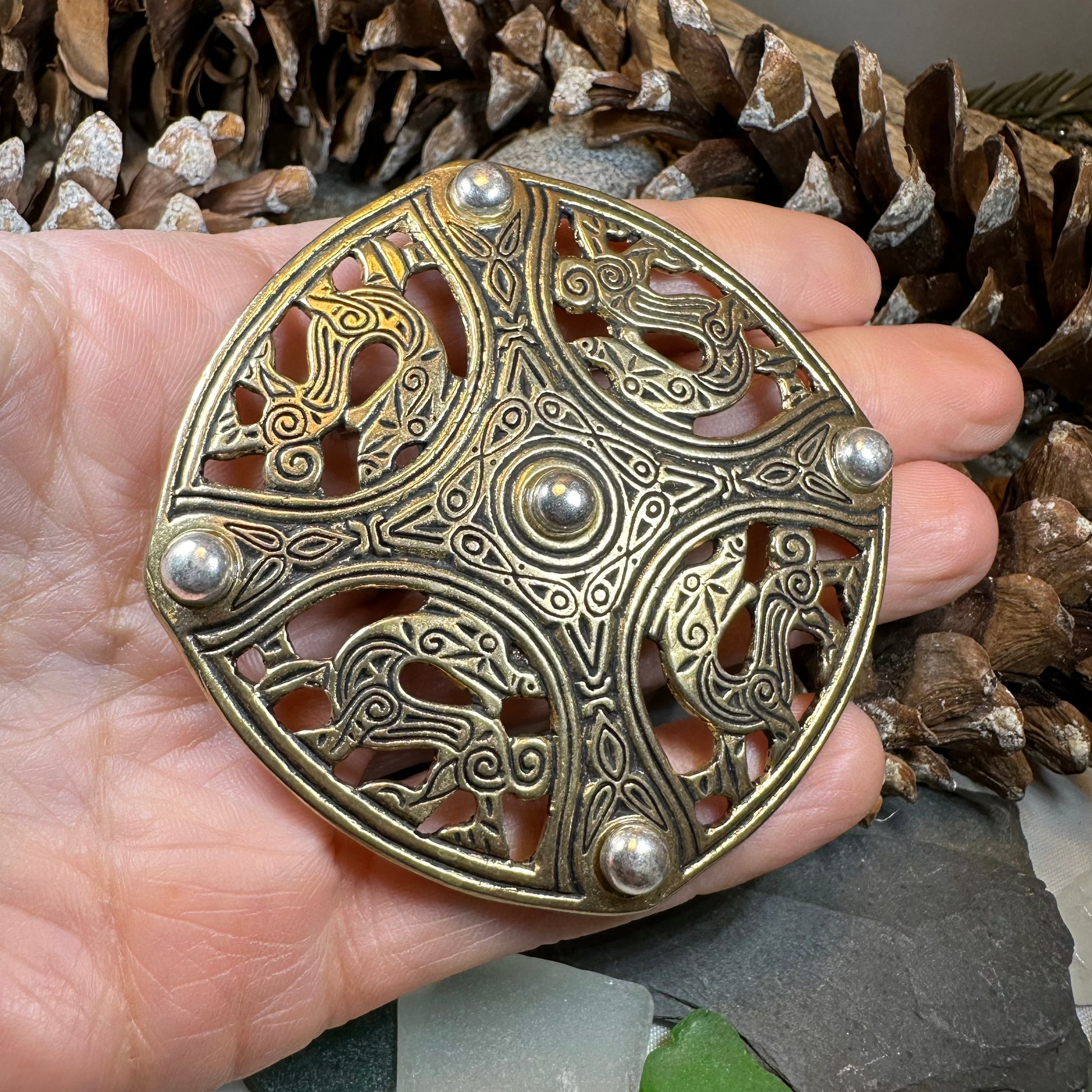 Large Anglo Saxon Flintshire Brooch - Bronze Historical Reproduction Pin — view 5