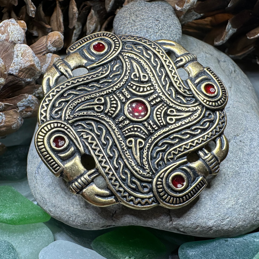 Merovingian Red Bird Brooch - Bronze Historical Reproduction Pin