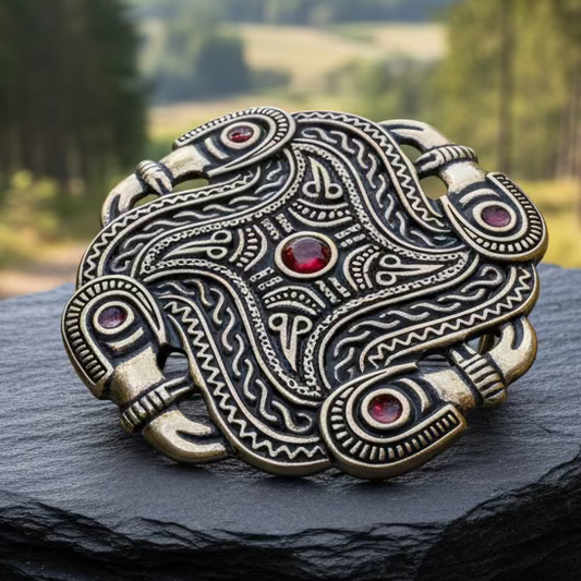 Merovingian Red Bird Brooch - Bronze Historical Reproduction Pin