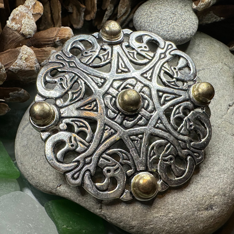Load image into Gallery viewer, Large Trewhiddle Celtic Medieval Brooch - Bronze Historical Reproduction Pin

