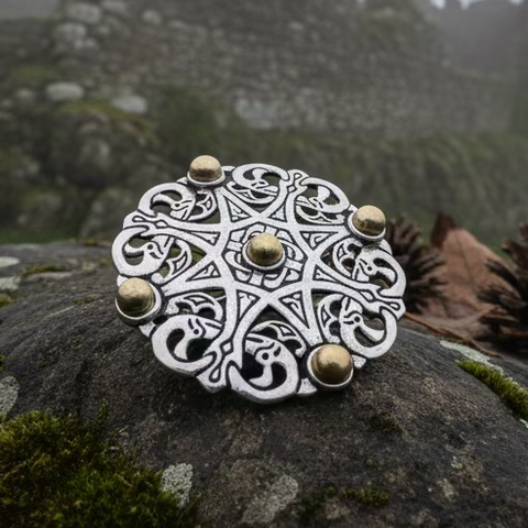 Load image into Gallery viewer, Large Trewhiddle Celtic Medieval Brooch - Bronze Historical Reproduction Pin
