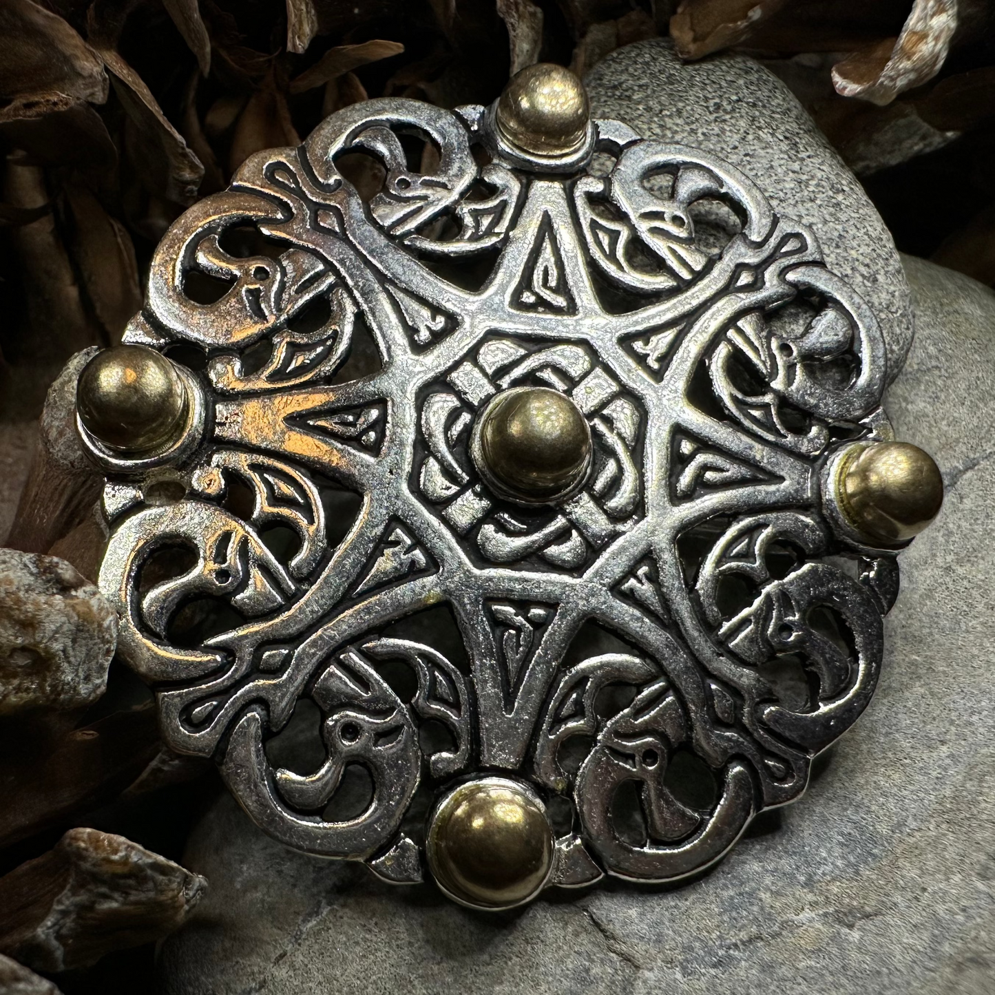 Large Trewhiddle Celtic Medieval Brooch - Bronze Historical Reproduction Pin — view 7