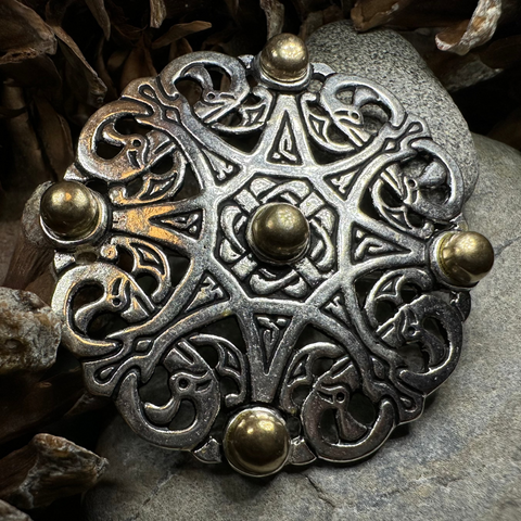 Load image into Gallery viewer, Large Trewhiddle Celtic Medieval Brooch - Bronze Historical Reproduction Pin
