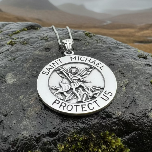 Protect Us Saint Michael Pendant in Sterling Silver