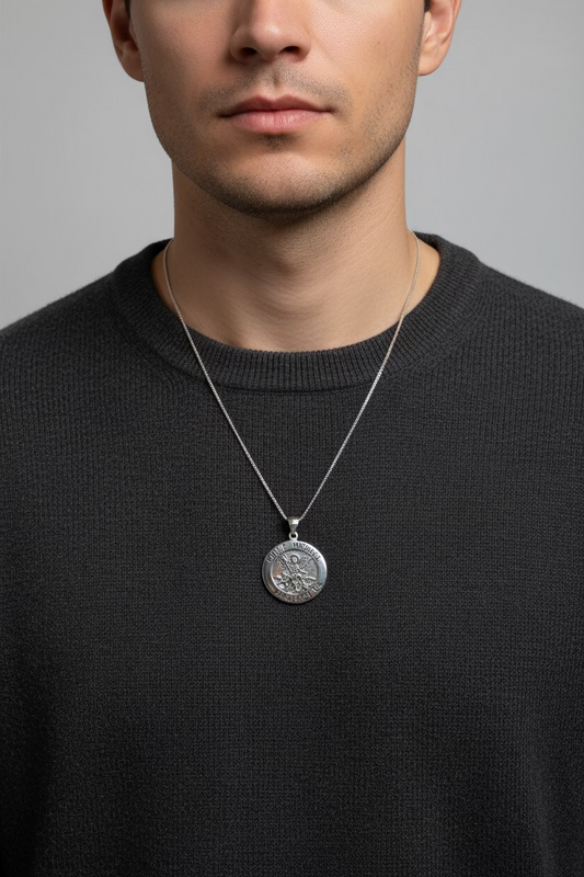 Protect Us Saint Michael Pendant in Sterling Silver
