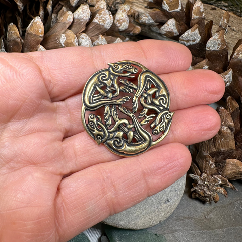 Load image into Gallery viewer, Hunting Hounds Celtic Brooch
