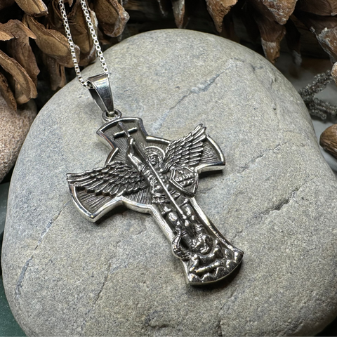 Load image into Gallery viewer, Large Saint Michael Cross Pendant
