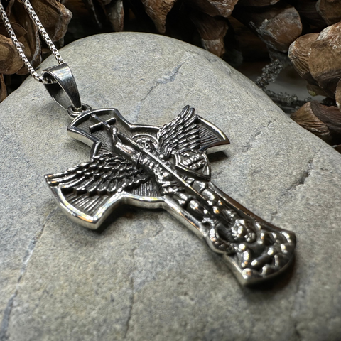 Load image into Gallery viewer, Large Saint Michael Cross Pendant
