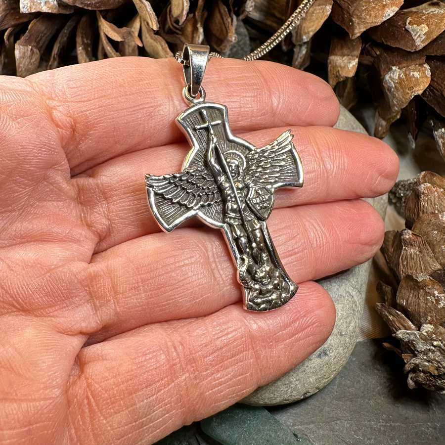 Large Saint Michael Cross Pendant