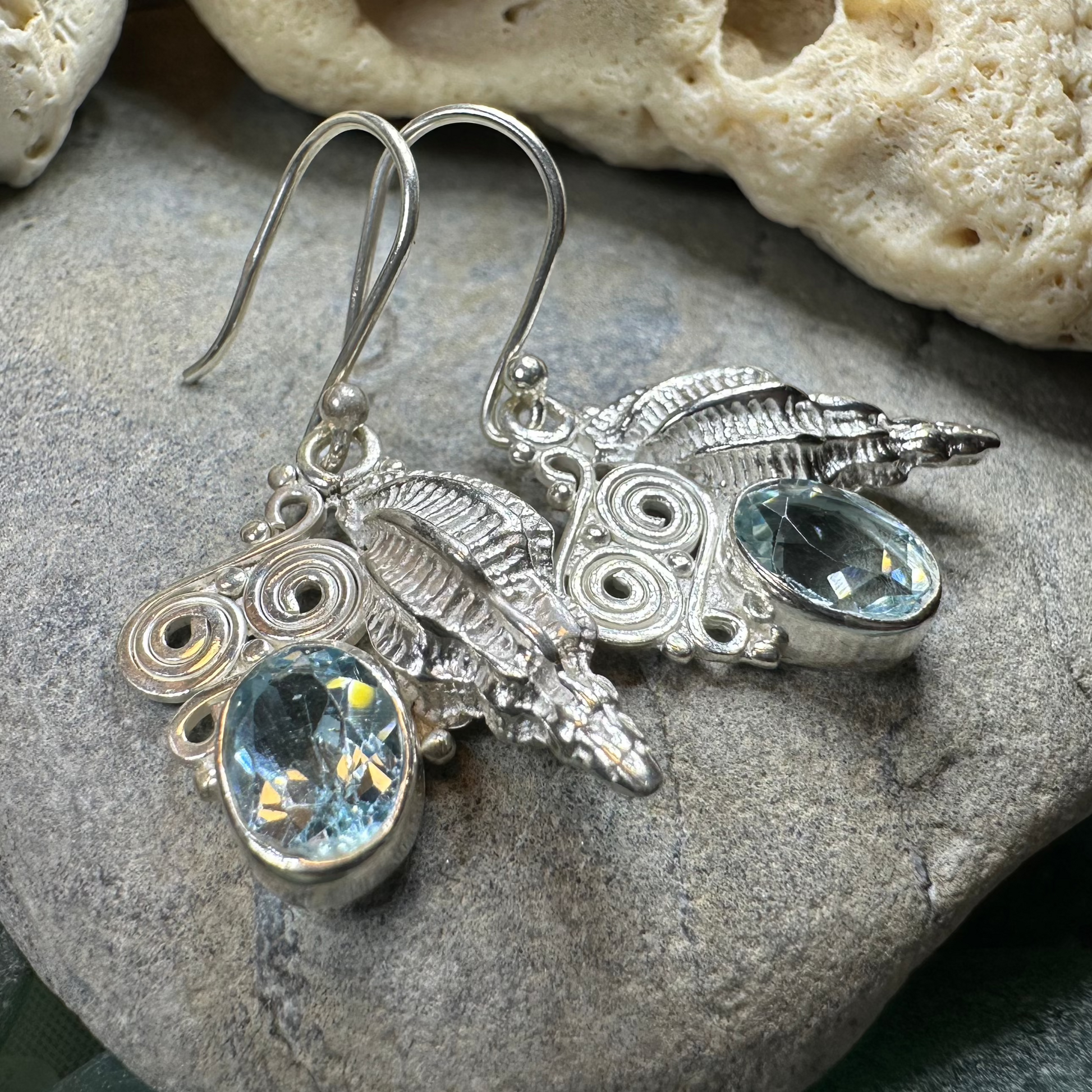Blue Ocean Shell Earrings — view 6