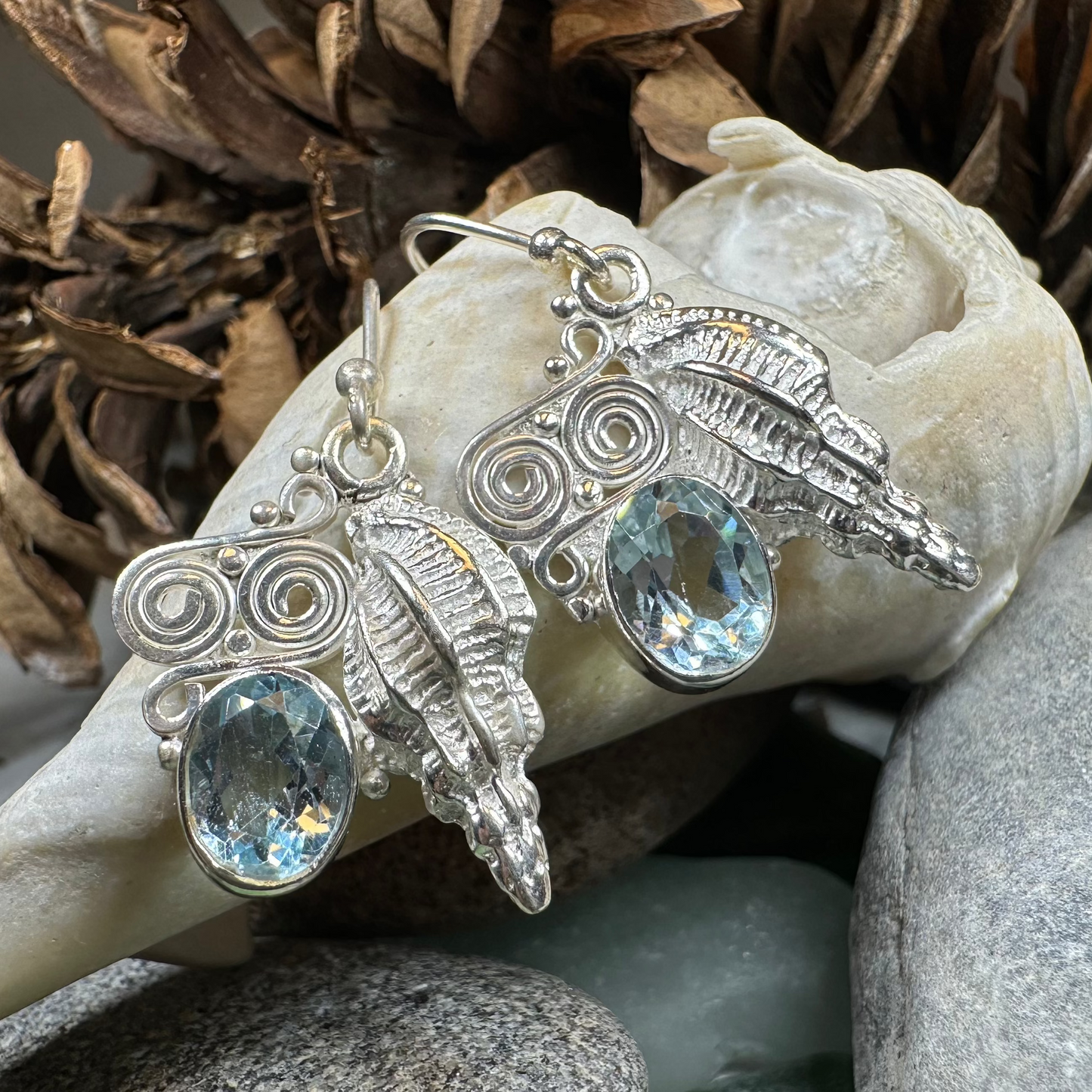 Blue Ocean Shell Earrings — view 5