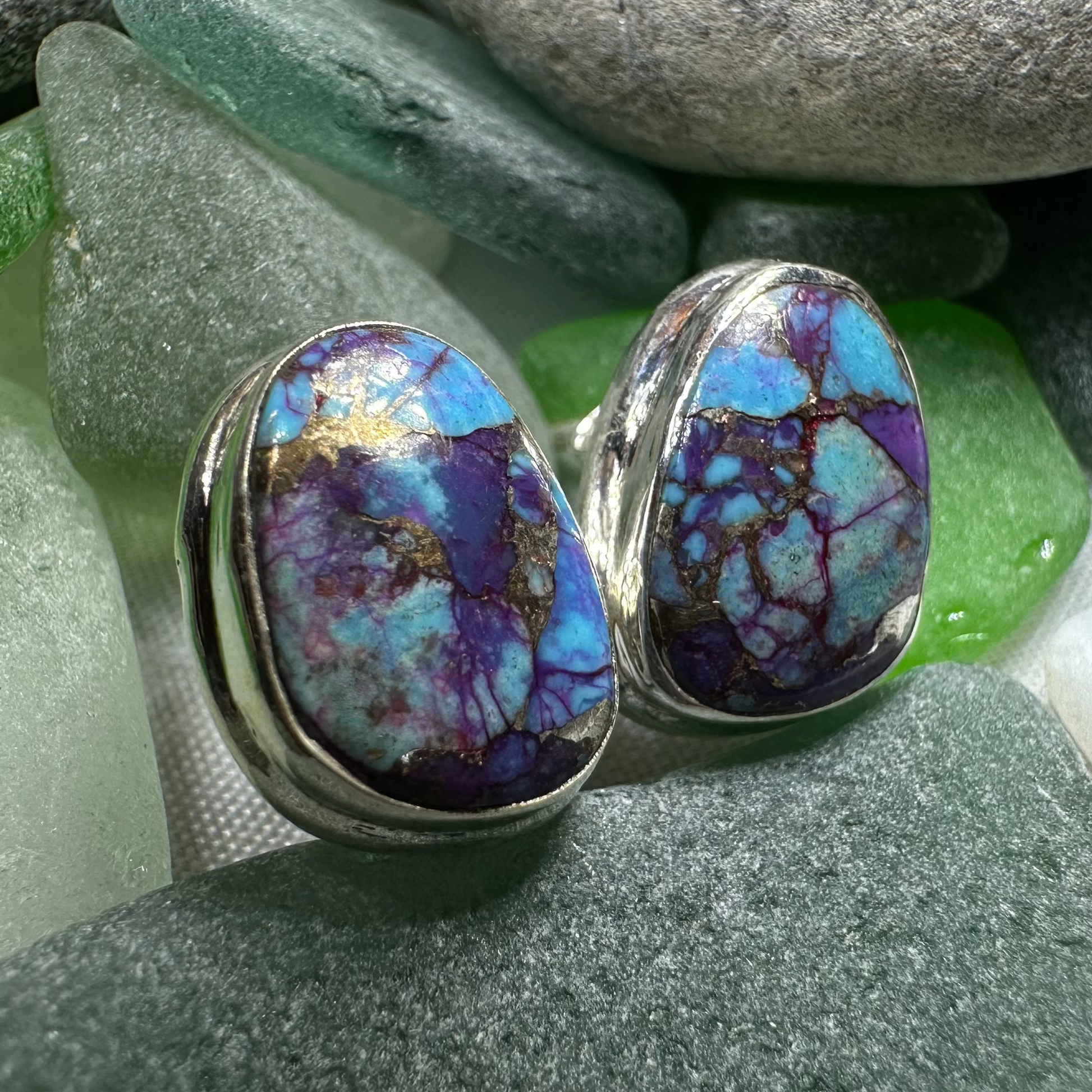 Classic Copper Turquoise Post Earrings — view 3