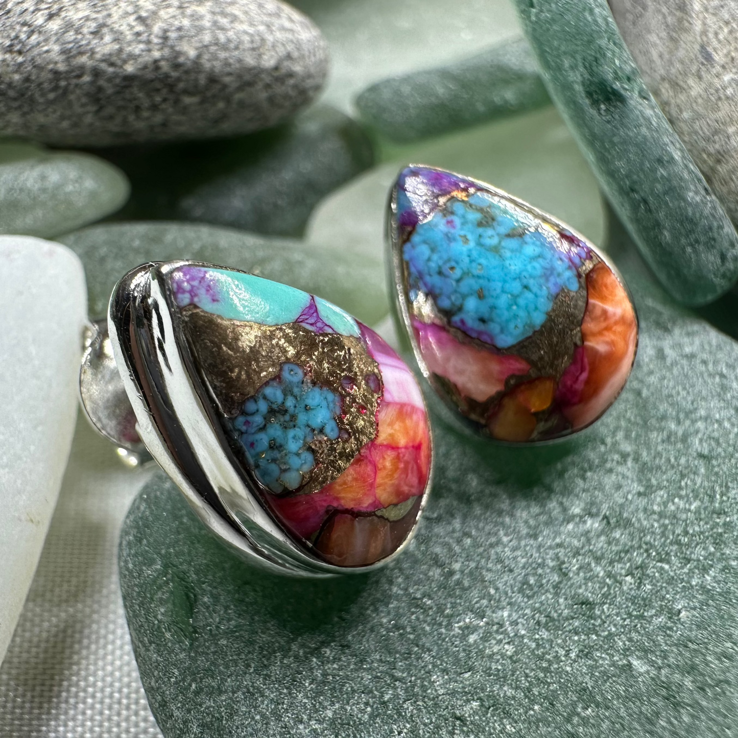 Classic Copper Turquoise Post Earrings