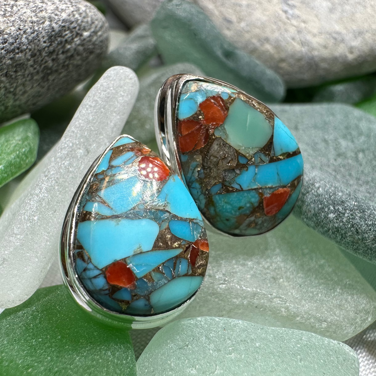 Classic Copper Turquoise Post Earrings