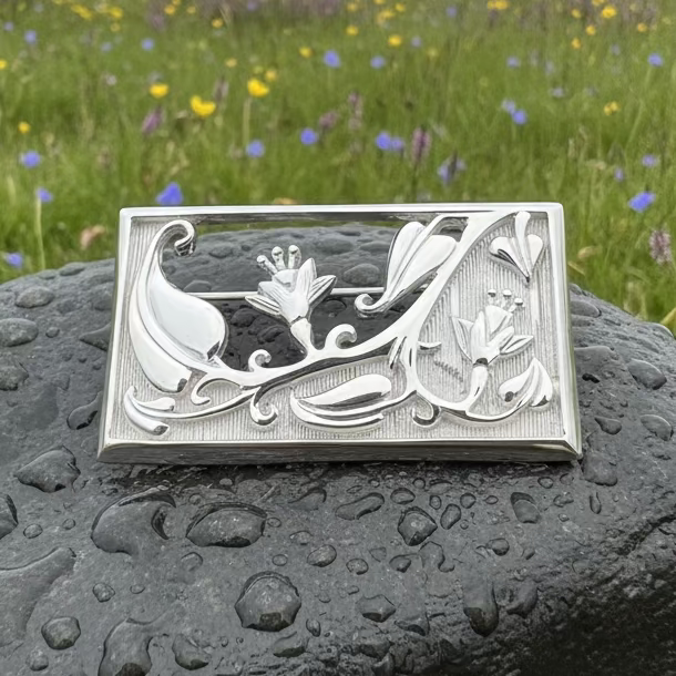 Scottish Highland Fields Bluebell Brooch - Handmade in Scotland in sterling silver