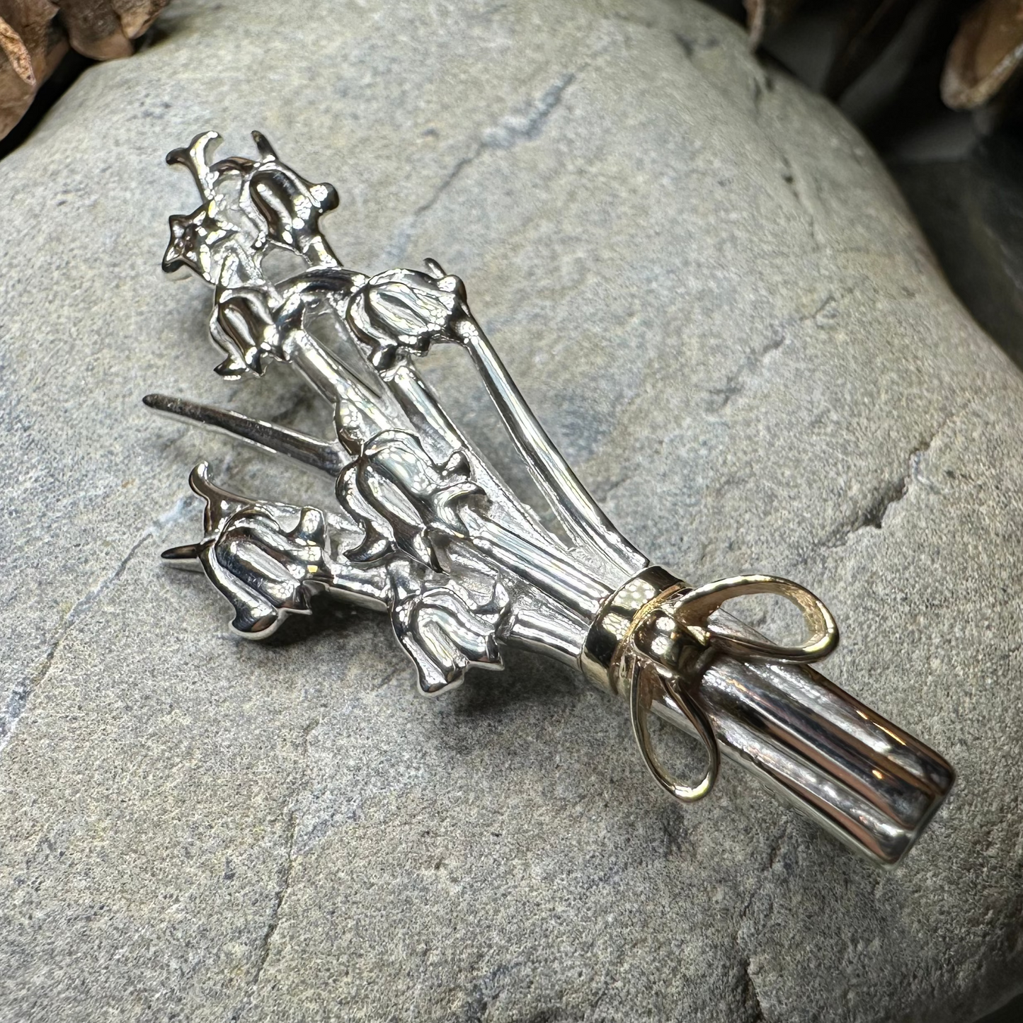 Sterling Silver Scottish Bluebell Posey Brooch - Handmade in Scotland