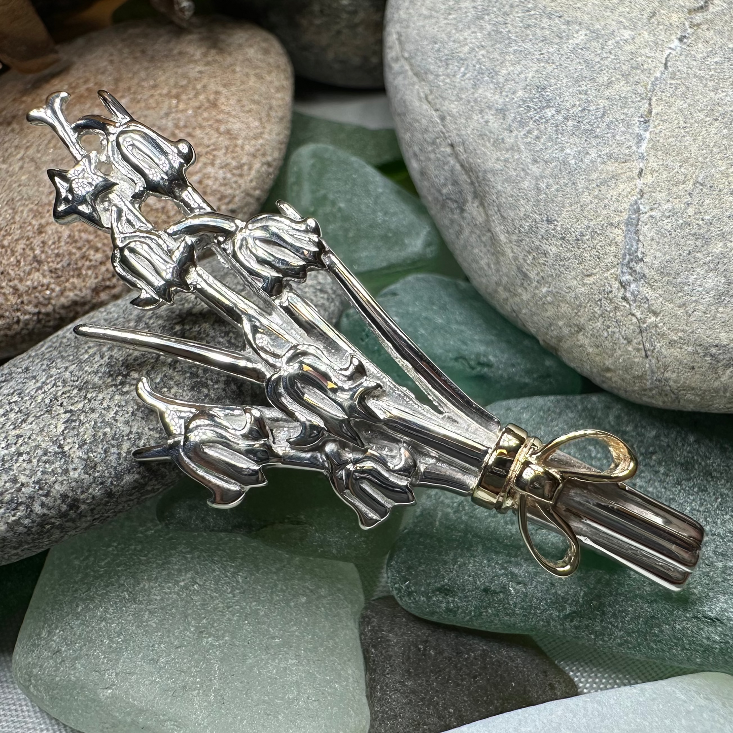 Sterling Silver Scottish Bluebell Posey Brooch - Handmade in Scotland