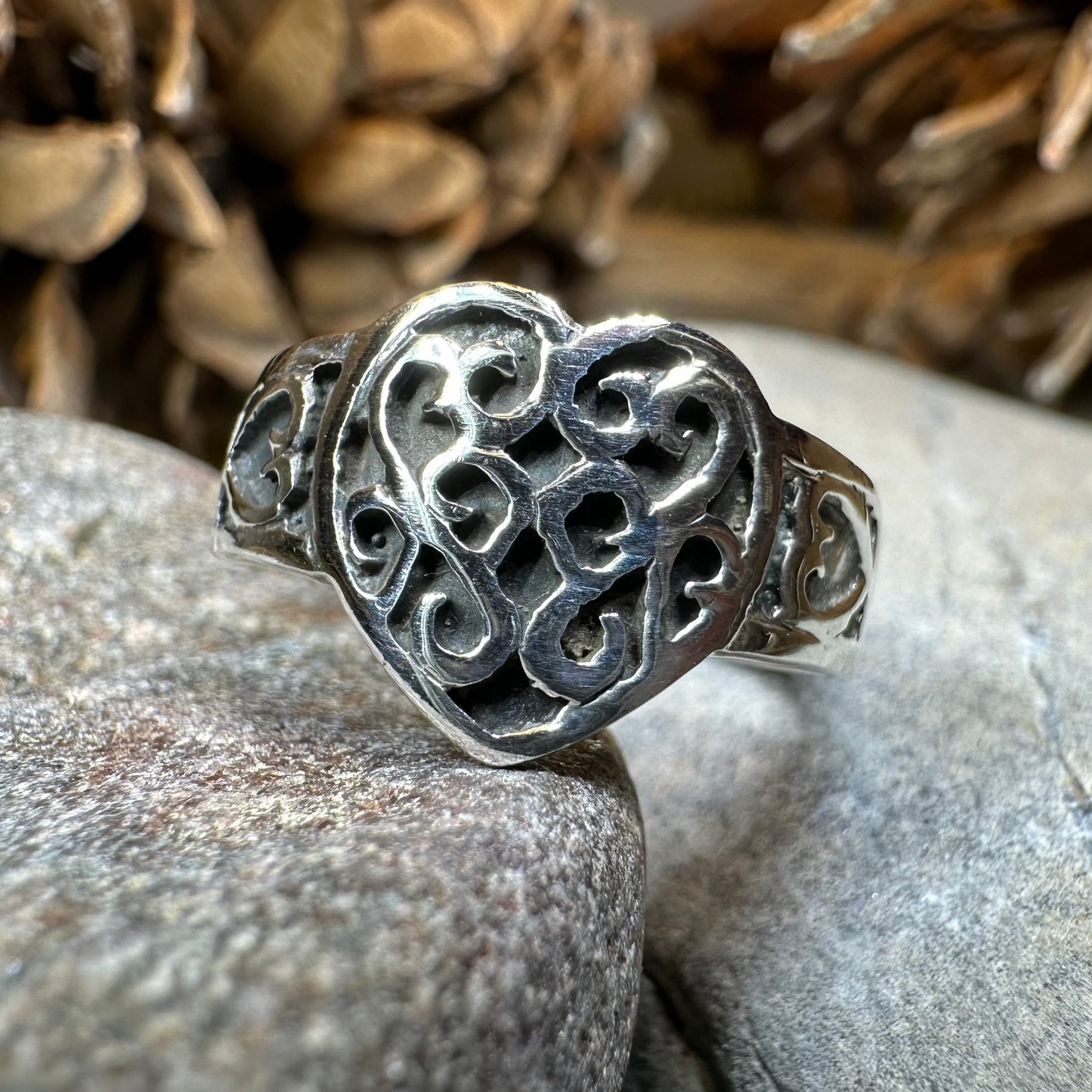 Sophie Celtic Heart Ring in Sterling Silver — view 5