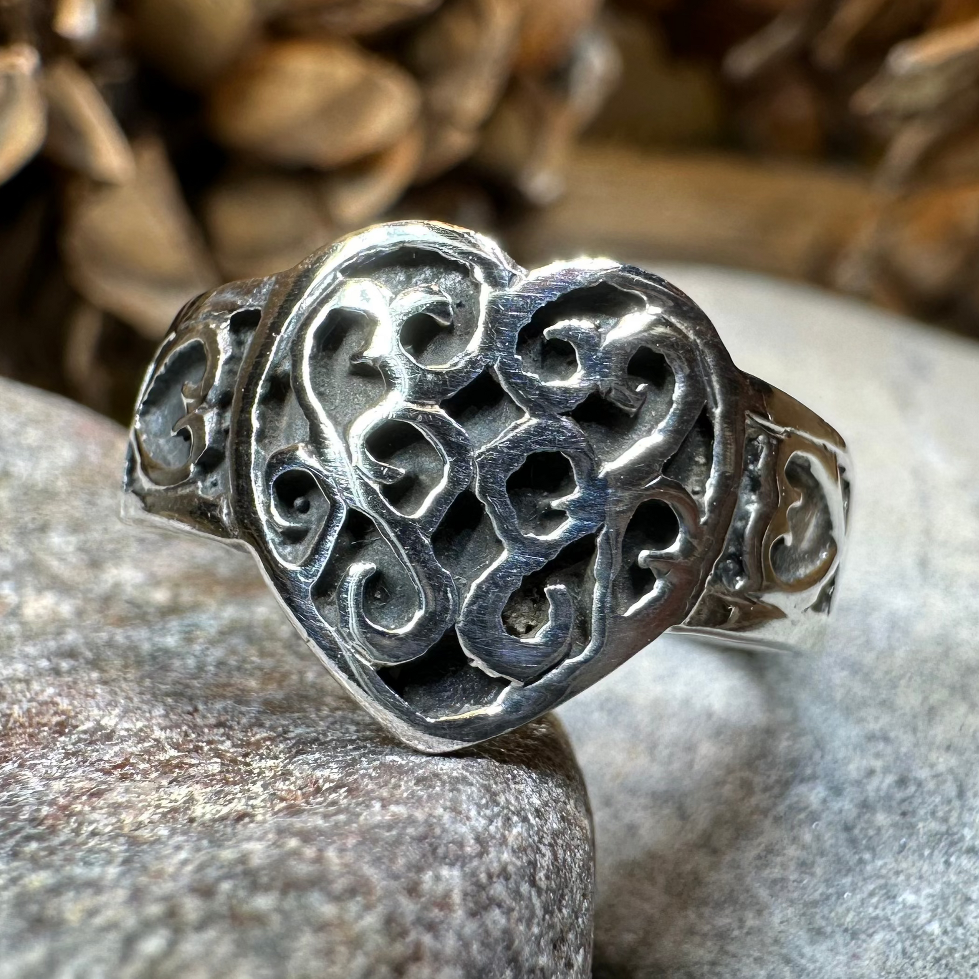 Sophie Celtic Heart Ring in Sterling Silver — view 4