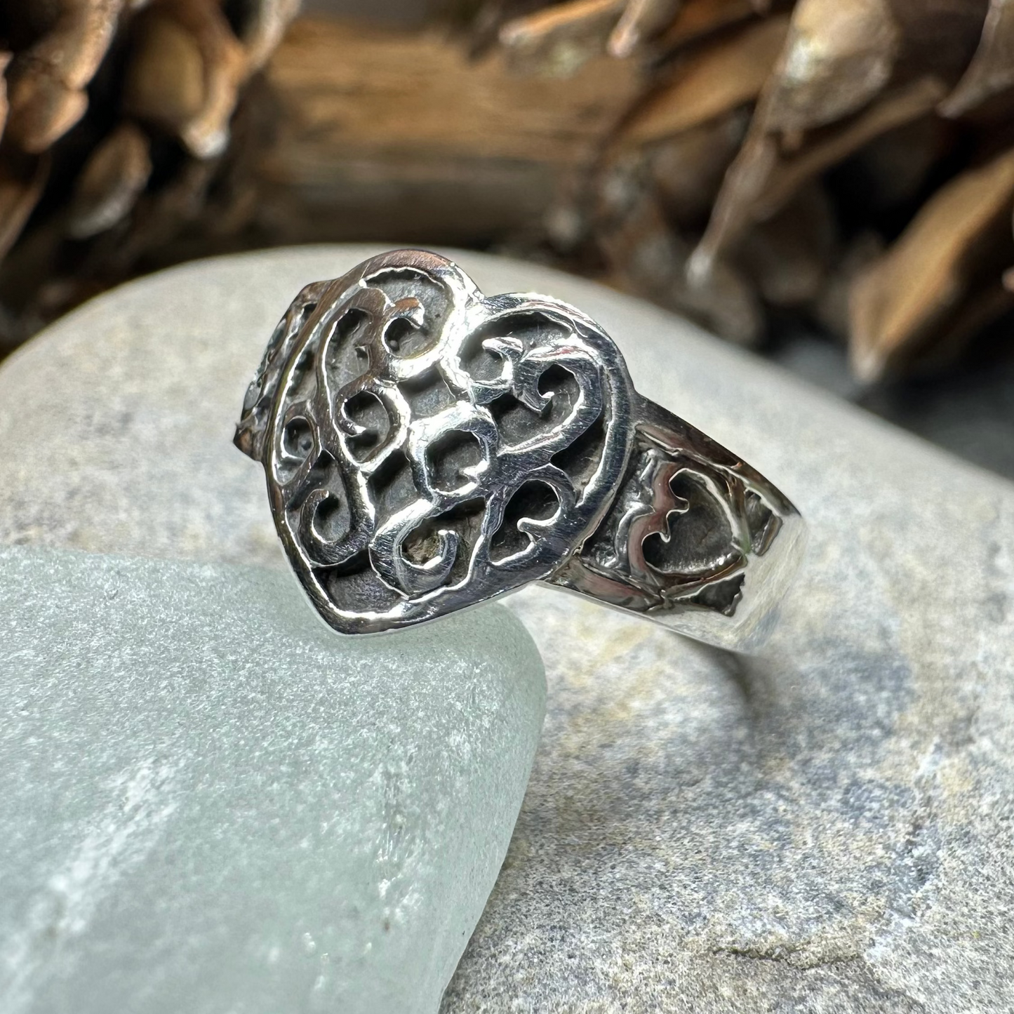 Sophie Celtic Heart Ring in Sterling Silver — view 3