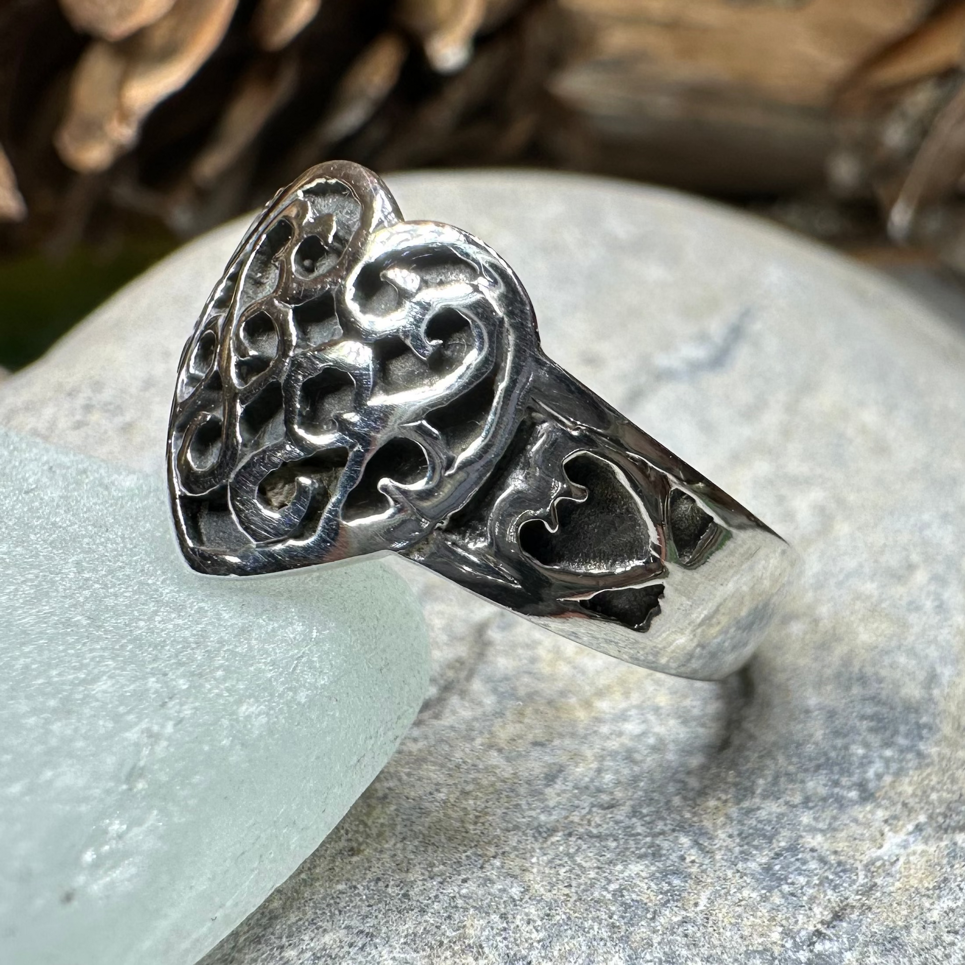 Sophie Celtic Heart Ring in Sterling Silver — view 8