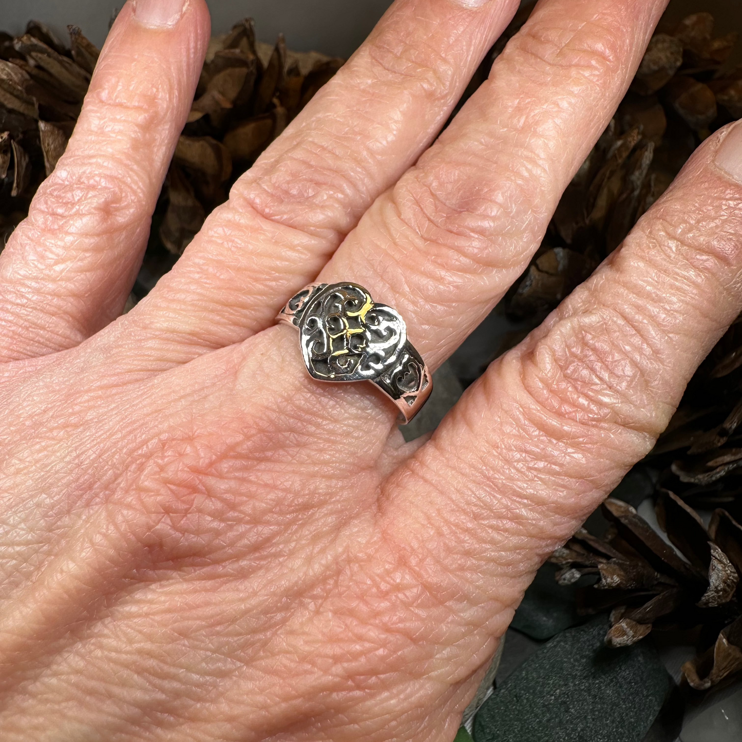 Sophie Celtic Heart Ring in Sterling Silver — view 9