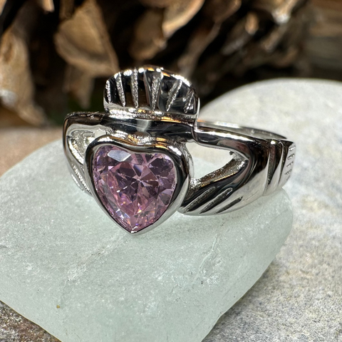 Load image into Gallery viewer, Pink Sapphire Claddagh Ring
